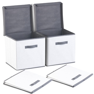2er-Set Aufbewahrungsboxen mit Deckel, faltbar, 31x31x31 cm, weiß