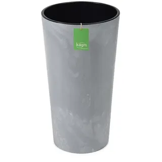 KAGM Pflanzkübel Blumenkübel Blumentopf in Betonoptik rund 2 Farben / 5 Größen grau 1.5 l | Ø 13.5 cm x 26 cm