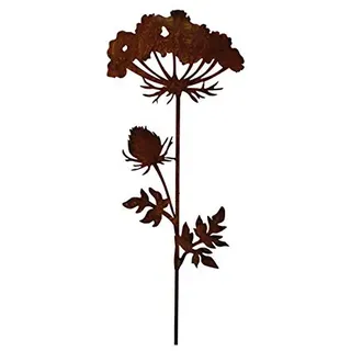 Wunderschöner & Hochwertiger Gartenstecker – Rost Blume/Blumenstecker – Große Auswahl – Edelrost Dekoblume – Metall Gartendeko (Wilde Möhre - Länge 100cm)