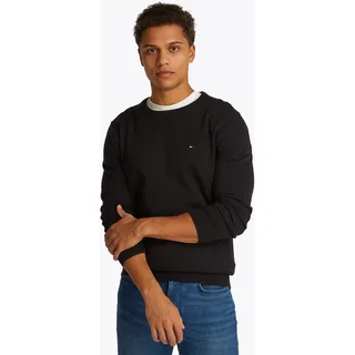 Rundhalspullover TOMMY HILFIGER "ESSENTIAL COTTON", Herren, Gr. 3XL, schwarz, Strick, Obermaterial: 100% Baumwolle, regular fit, Rundhals, Rippbündchen, Pullover Rundhalspullover, Crewneck Regular Fit Premium Mode
