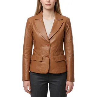 German Wear Damen Lederblazer Lederjacke Blazer Echtleder Jacke aus Lammnappa Leder Schwarz - XL