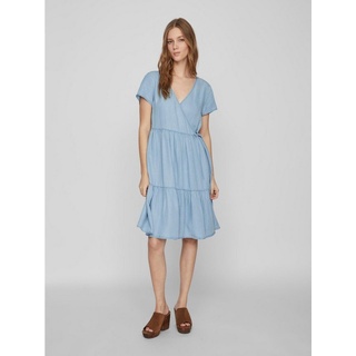 Vila Shirtkleid Mini Blusen Wickelkleid Kurzarm Dress ONLCARLY (lang) 5734 in Hellblau blau 38