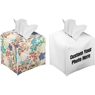 Taschentuchbox Personalisiert mit Foto Quadratisch Taschentuchbox PU Leder Kosmetiktücherbox Taschentuchspender, Tissue Box für Esszimmer Badezimmer Schlafzimmer Auto Büro