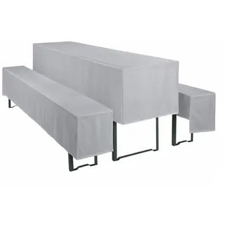 Biertischhussen Set 3tlg 1x Tischhusse 50cm 2x Bankhusse Gepolstert Gastro Grau