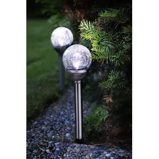 Star Trading Solarleuchte Edelstahl, Glas, Kunststoff 39,0 cm 2er Set silber