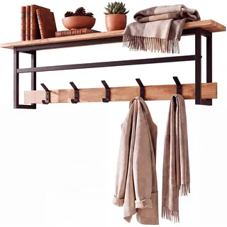 FineBuy Wandgarderobe Akazie Schwarz