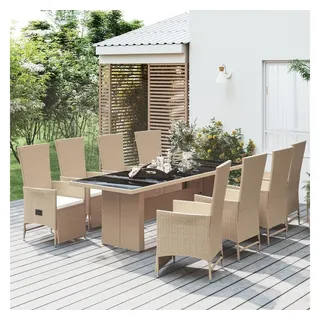 vidaXL Garten-Essgruppe 9-tlg. Beige