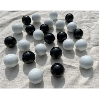 FAIRY TAIL & GLITZER FEE 25 Große Glaskugeln Schwarz Weiß Bunt 27mm 500g Murmeln Groß Murmel Dekokugeln Glas Kugel