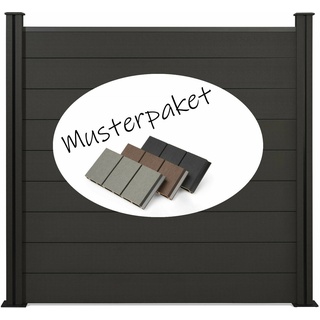 Musterpaket WPC Zaun Sichtschutzzaun Classic in  Anthrazit, Braun und Grau
