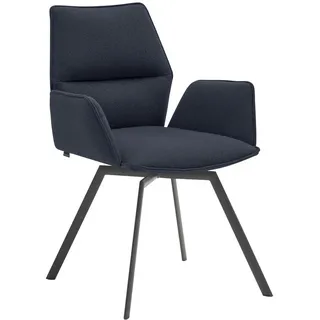 Venjakob Armlehnstuhl, Anthrazit, Dunkelblau, Metall, Textil, Stativgestell, eckig, 63x86x60 cm, Goldenes M, Made in Germany, Dgm, DGM-Emissionslabel, Lederauswahl, Stoffauswahl, Gestellauswahl, Esszimmer, Stühle, Esszimmerstühle, Armlehnenstühle