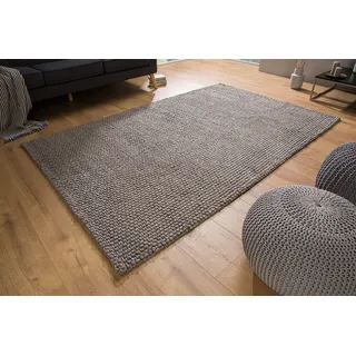 Handgearbeiteter Teppich WOOL 240x160cm anthrazit braun aus Wolle