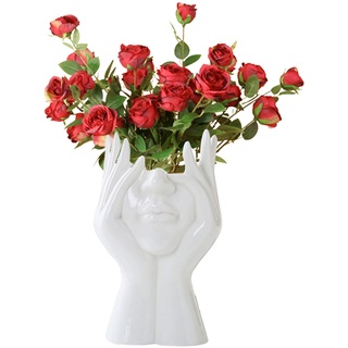 CDIYTOOL Keramik-Gesichtsvase, große Größe, weiße Blumenvase für Dekor, weibliche Form Kopf Halbkörper Büste Vasen Minimalismus dekorative moderne nordische Blumenvase (A)