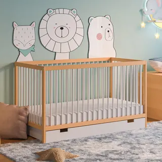 Kids Collective Babybett mit Schublade und Matratze Weiß 60 x 120 cm