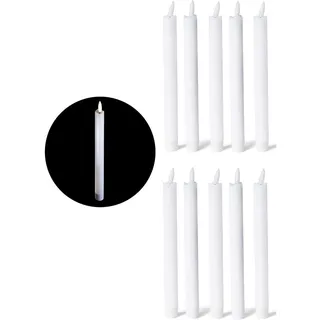 Novaliv, LED Kerzen, 10x Stabkerze LED bewegliche Flamme Wachs - Echtwachs Weiss - Indoor - 20cm Höhe für 2,2cm (10x)