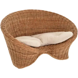 Lotus-Stuhl Meditationssessel aus Rattan/Yoga Sitz (Ungeschält Natur mit Kissen)