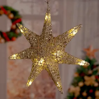 Harms Import Advents Weihnachts Stern Hänge Lampe silber/gold