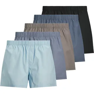 JACK & JONES Milano Boxershorts Chambray Blue / Troposphere / City Skyline / Naval / Black M 5er Pack