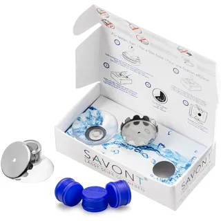 SAVONT 3er Set magnetischer Seifenhalter für Dusche & Waschbecken – für Feste Seife, ohne Bohren & Kleben, mit Protector Magnetschutz (Protector Edition Blau 3X)