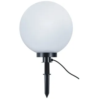 Reality Leuchten Gartenleuchte BOLO, Kugelleuchte Garten Outdoor Aussenleuchte, IP44 Schutz, Leuchtmittel wechselbar, warmweiß - kaltweiß, exkl. 1xE27 max 23W, inkl. Erdspieß, Anschlusskabel mit Stecker schwarz|weiß Ø 40 cm | Ø 40 cm x 71,3 cm