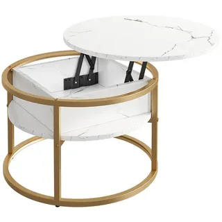 Vicco Couchtisch Weiß, Gold, Holzwerkstoff, Rund, 57x47.5x57 cm