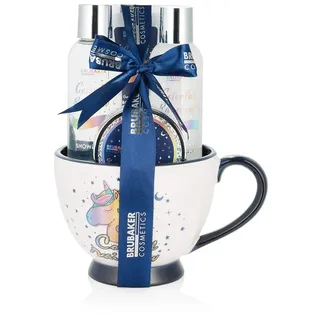 BRUBAKER Körperpflege Geschenkset Einhorn Colorful Rainbow XXL Jumbobecher Tasse
