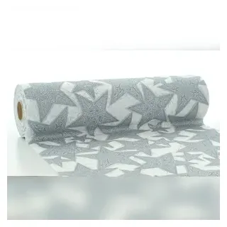 Sovie Horeca Tischläufer Gitte in Silber-Blau aus Linclass® Airlaid 40 cm x 24 m, 1 Stück - Weihnachten Sterne