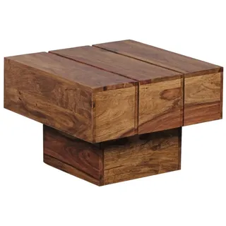 Wohnling Beistelltisch WL1.755 (Sheesham Massivholz 44x44x30 cm, Tisch Quadratisch), Kleiner Wohnzimmertisch, Sofatisch Couchtisch beige|braun