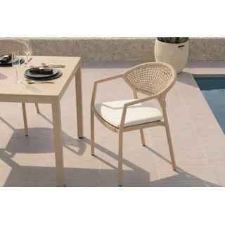 HARTMAN Shades of Colour Taragona Gartensessel, cappuccino/beige, Alu/Polyester/Rope-Geflecht, 58 x 62 x 79 cm, stapelbar