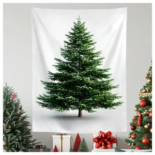 BrightGlow Weihnachtliche Wanddeko Tapisserie Wand-Tapisserie Weihnachtsbaum Hängende Tuch Weihnachtsbaum Hintergrundstoff Weihnachtsdekoration für Decke Home Kopfteil #5Weiß 150x200cm