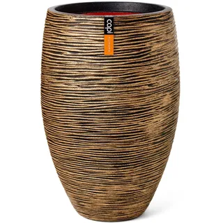Capi Europe - Gefäß elegant Deluxe Rib NL - 55x85 - Gold - Blumentopf für den Innen- und Außeneinsatz - Übertopf - Pflanztopf - Pflanzgefäß - Kunststoff - KBGR1132