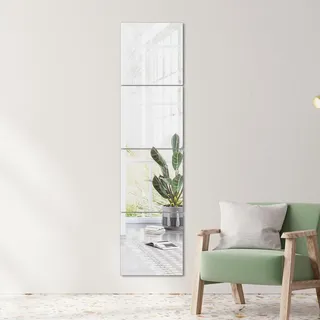 yuzeyurun Spiegelfliesen Selbstklebend 4er Set (25x25 cm) – HD Echtglas Wandspiegel (Verzerrungsfrei) – Rahmenlose Spiegelkacheln für Schrank, Tür, Bad & Deko