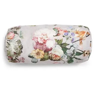 Essenza Dekokissen Fleur, aus weichem Samt mit Blumenprint grau