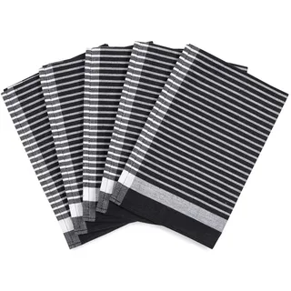 Ross - Exclusiv - 5 X Geschirrtücher - Baumwolle - Leinen - im Set (Schwarz)
