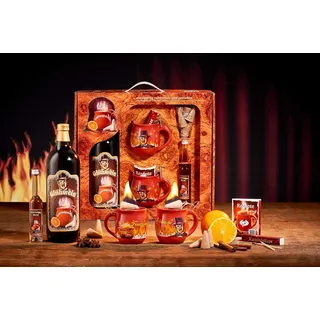 Feuerzangentasse Geschenkset, Wurzelholz, Rot/Rühmann - für Feuerzangenbowle