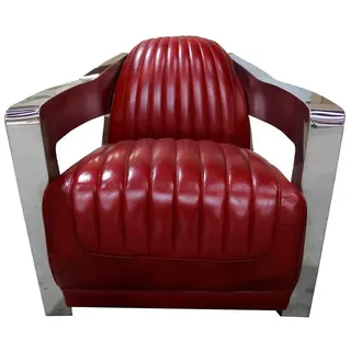 Xlmoebel Sessel Retro Clubsessel aus echtem Leder in Rot im Vintage Aviator Design (Sessel), Hergestellt in Europa rot