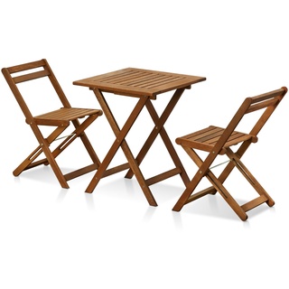 Furinno Tioman Outdoor Bistro Set bestehend aus 2 Stühlen und 1 Tisch in Teaköl, Hartholz, Natur, 59.9 x 59.9 x 73.9 cm