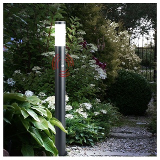 V-TAC Pollerleuchte, Leuchtmittel nicht inklusive, Außen Steh Lampe ANTHRAZIT Garten Bewegungsmelder Edelstahl