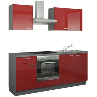 Küchenzeile mit Elektrogeräten ¦ rot ¦ Maße (cm): B: 200