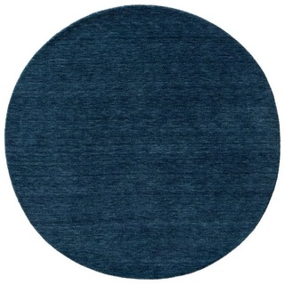 Wollteppich Jamal, benuta, rund, Höhe: 6 mm, 100% Wolle, handgewebt blau
