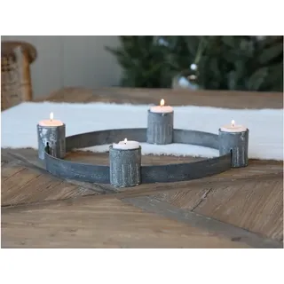 Adventskranz für Teelichter - zink / silber used look