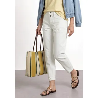 STREET ONE High Waist Barrel Leg Jeans, im Loose Fit Off White washed, 30, Länge 28, weiß (weiß (länge 28)), Denim/Jeans, Obermaterial: 55% Baumwolle, 21% Polyester, 14% Lyocell, 9% Viskose, 1% Elasthan, unifarben, knöchelfrei, Jeans, mit Viskose