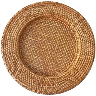F Fityle Platzteller aus Rattan, rustikales Party-Esszimmer für formelle Dinnerpartys, Kaffee-/Teehalter, Serviertablett für Lebensmittel und Snacks auf der