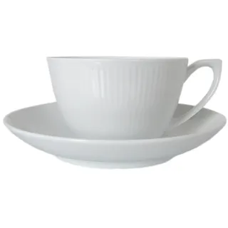 Royal Copenhagen White Fluted Tasse mit Untertasse 28cl Porzellan Weiß, Maße: 16cm x 6,5cm, 1017383