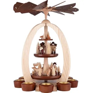 Erzgebirge Palast 3-stöckige Pyramide Im Wald - Exklusiv - 44 cm