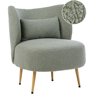 Beliani Sessel OTSBY II Bouclé 0 x 0 x 0 cm Grün/Braun mit Kissen
