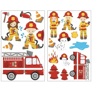 Samunshi® 20x Wandsticker Feuerwehr Wandtattoo Kinderzimmer Mädchen Jungen Kinder Wandtattoo Babyzimmer Deko Junge Wall Stickers 2x 21x34cm