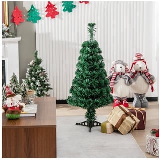 COSTWAY Künstlicher Weihnachtsbaum, 85 PVC Nadeln, Glasfaser-Farbwechsler grün Ø 51 cm x 90 cm