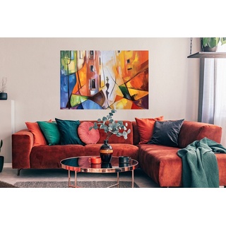 MuchoWow Poster Abstrakt - Kunst - Malerei - Farben, (1 St), Bild für Wohnzimmer, Schlafzimmer, Wandposter, Ohne Rahmen, Wanddeko bunt Rechteckig - 120 cm x 80 cm