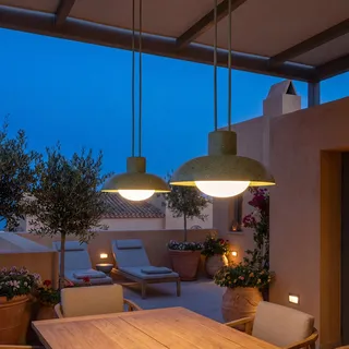 LED Akku Hängelampe dimmbar Grün IP54 3000 K rund Ø20 cm Pendelleuchte Außen