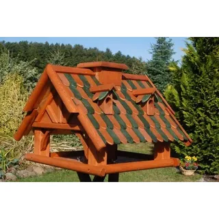 Deko-Shop-Hannusch massives Futterhaus/Vogelhaus, +++imprägniert, Vogelfutterhaus mit Futtersilo, Silo